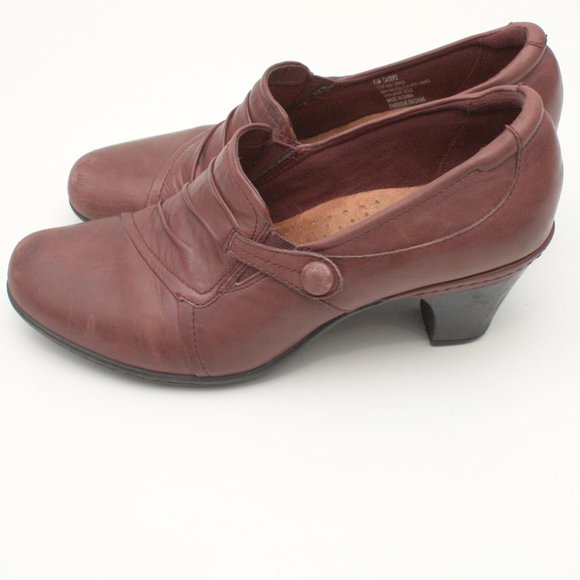 Cobb Hill by New Balance Shoes Size 8.5 W Burgundy Ruched Leather Button Shootie - Picture 5 of 10